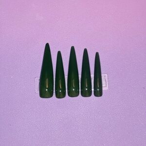 10pcs 3XL Stiletto Dark Green Press On Nails